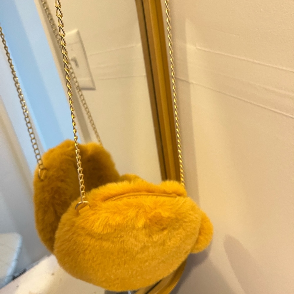 NWOT mustard yellow furry crossbody